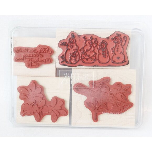 4 Vintage Rubber Stamps  Stampin Up Cardinal Snowman - Picture 2 of 2